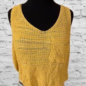 Yellow Open Knit Crochet Tank Top  4132  NWT Boutique